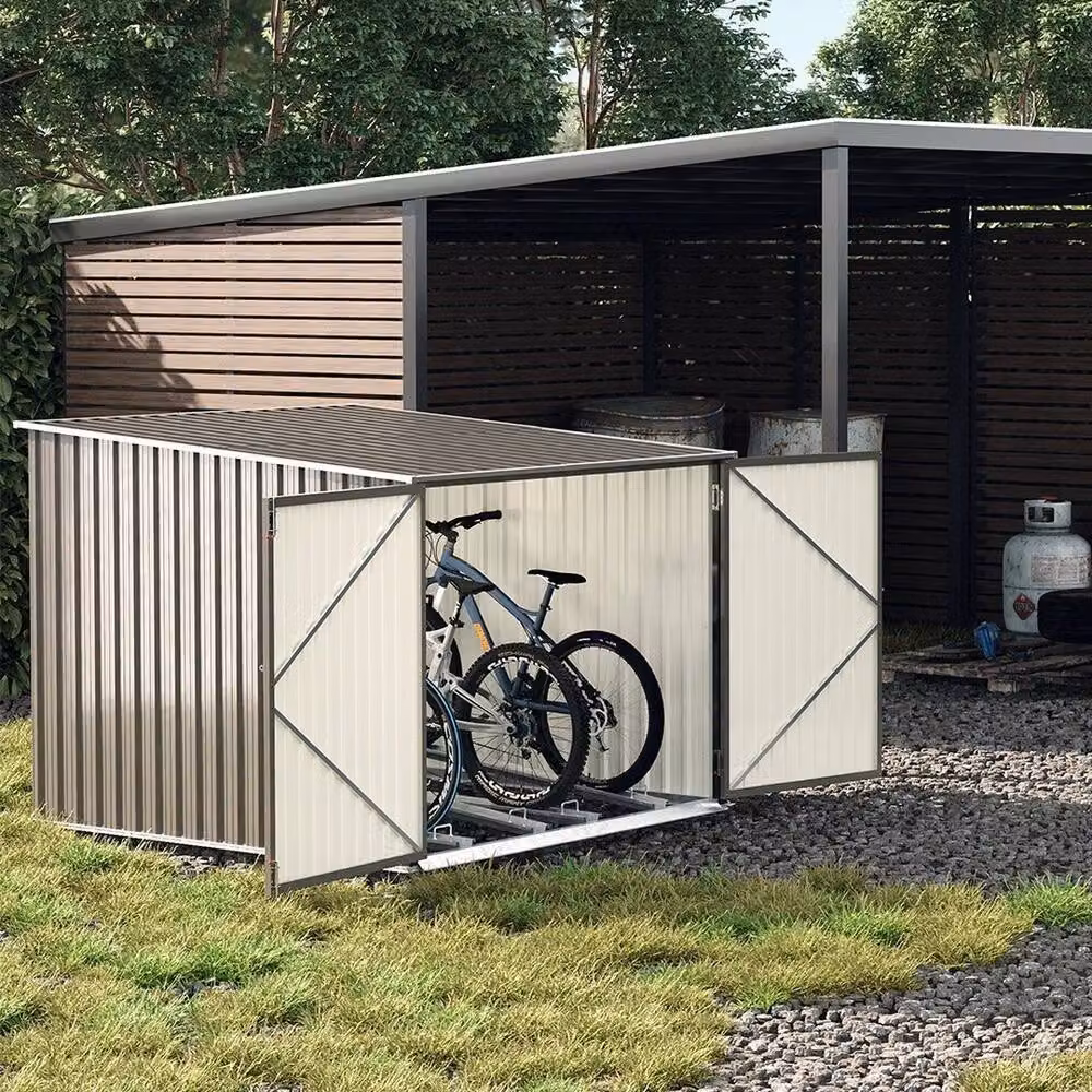 FLAVORA Grey Galvanised Steel Outdoor Garden Bike Shed and Metal Bicycle Storage Store, W: 100 cm, D: 60 cm – 3