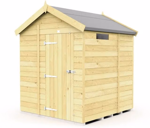 Buttercup Farm Apex Security Wood Shed in Brown with Single Door, W: 175 cm, D: 158 cm, H: 217 cm – 1