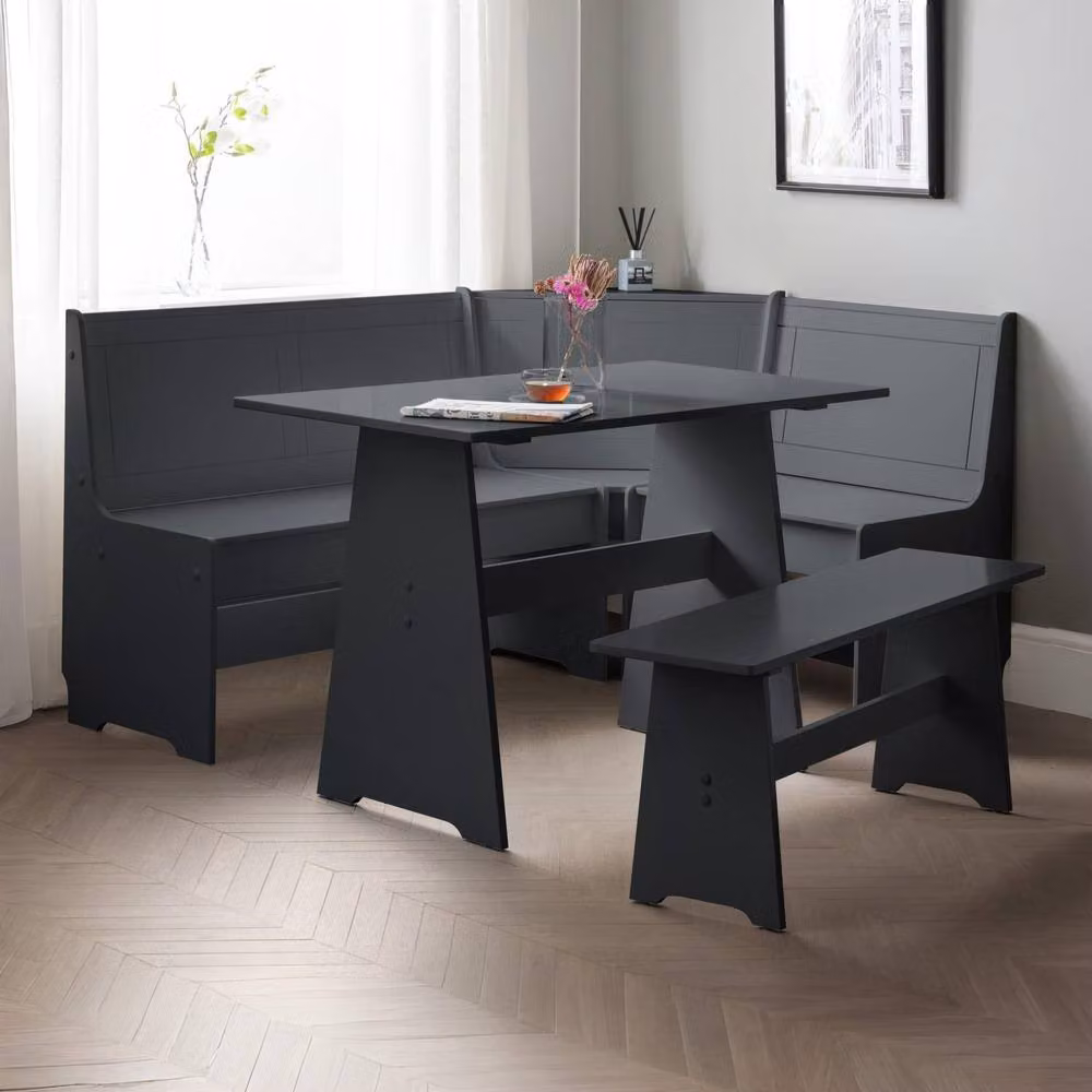 Cheshire Premium Newbury 158cm Corner Dining Set with Storage Bench in Anthracite Grey – 2