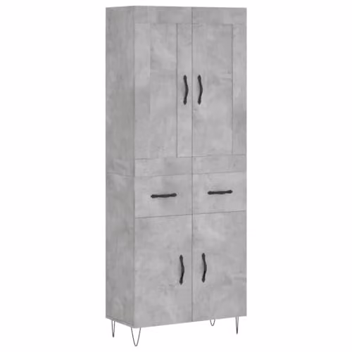 vidaXL Industrial Style Highboard Sideboard in Concrete Grey with Drawers and Doors – 1
