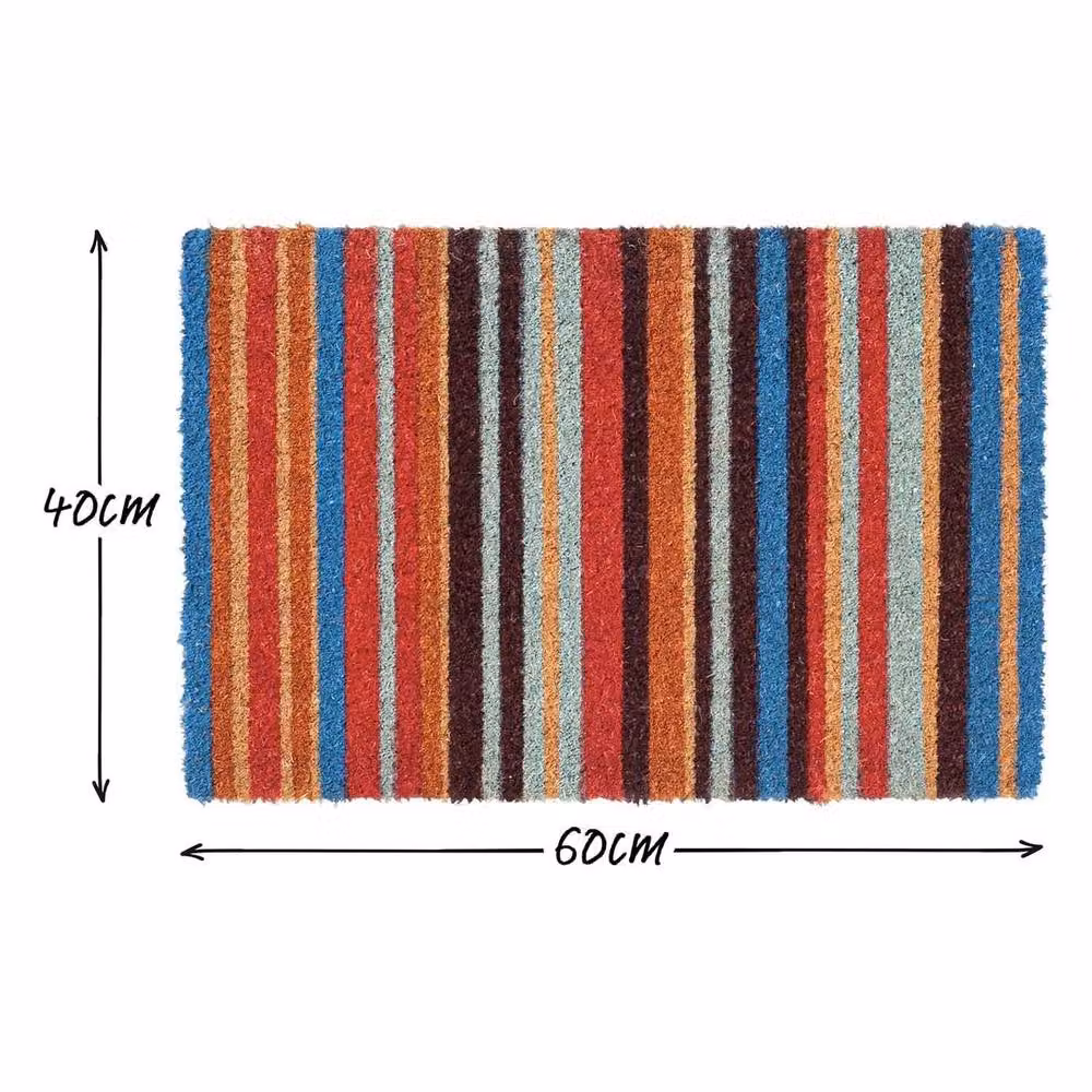 Pawnora Non-Slip Coir Rainbow Striped Semicircular Doormat, Multicolour, W: 67 cm, D: 127 cm – 2