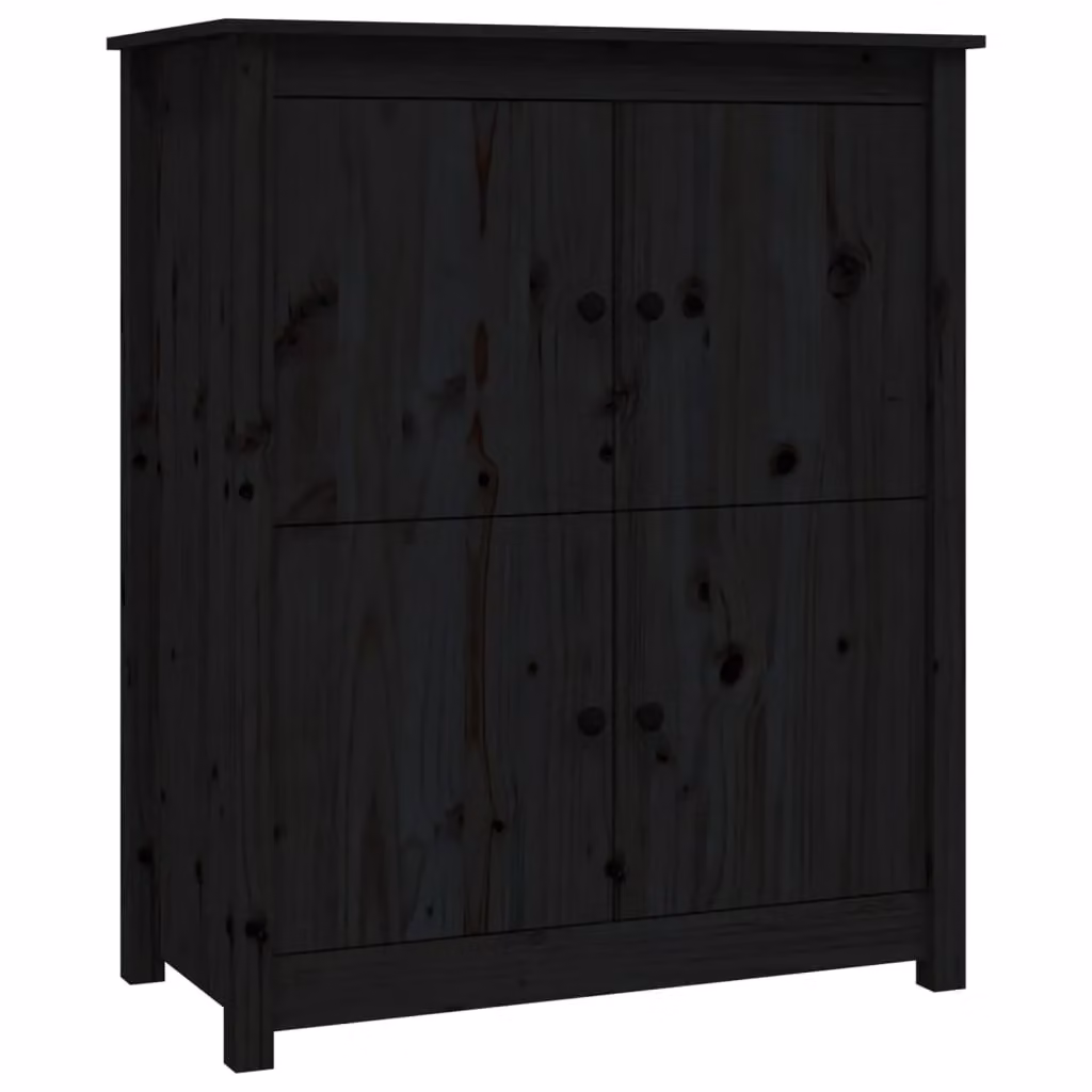 Berkfield Home Black Rustic Solid Wood Pine Sideboard W/D/H: 83 x 41.5 x 100 cm – 2