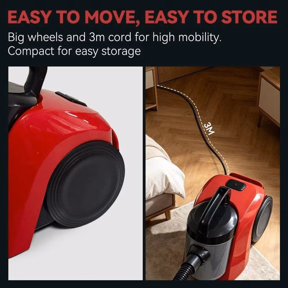 FLAVORA 1000W Bagless Cylinder Vacuum Cleaner in Red – 5
