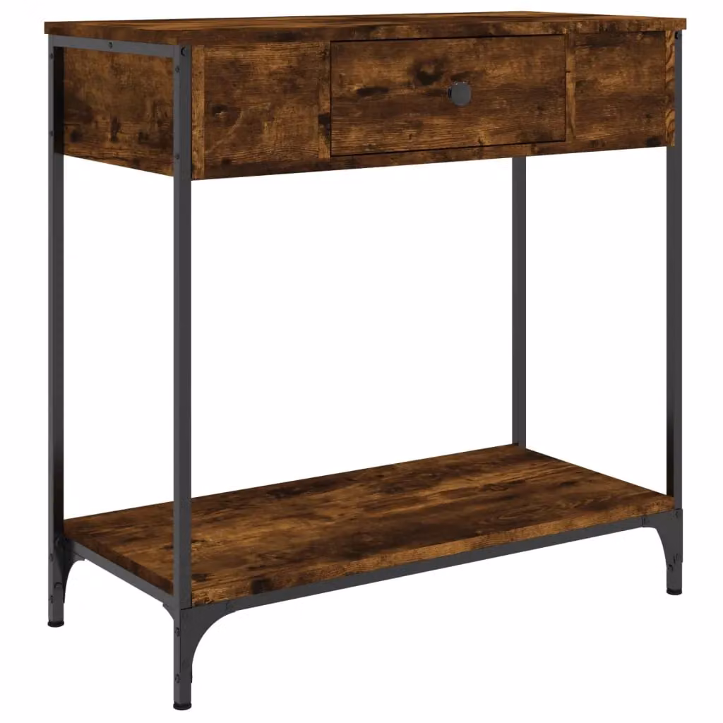 Berkfield Home Smoked Oak Console Table in Brown, W/D/H: 75 x 34.5 x 75 cm – 2