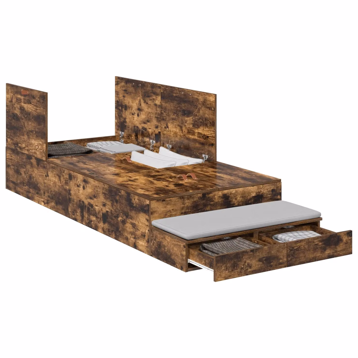 Berkfield Home Smoked Oak Storage Bed Frame with Drawers, Brown, W/D/H: 200 x 100 x 31.5 cm – 2