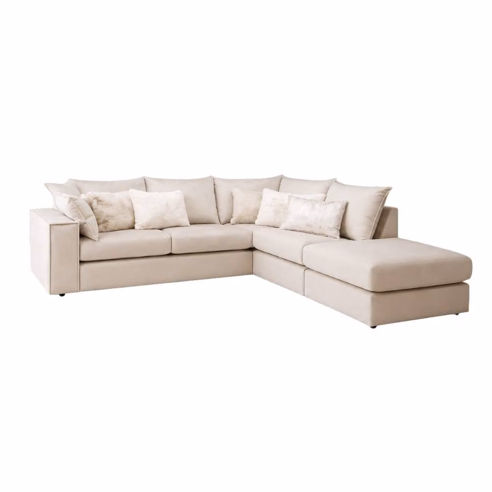 Home & Love Amalfi Reversible Chaise Corner Sofa in Plush Cream Fabric with Scatter Cushions – 2