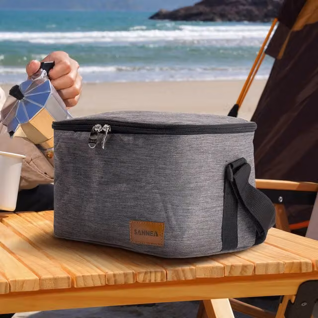 Livingandhome Waterproof Insulated Fabric Lunch Bag, Grey, Width: 24 cm
