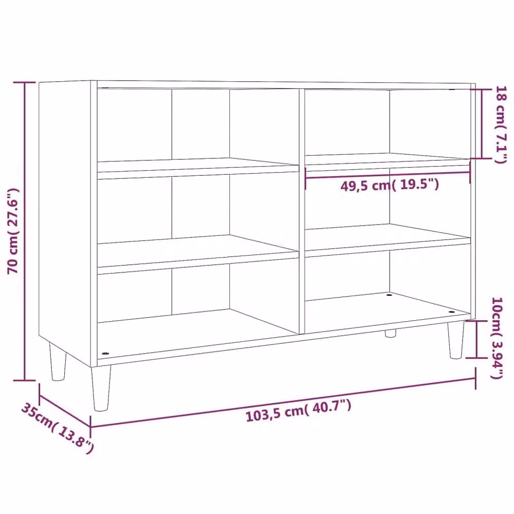 Berkfield Home Smoked Oak Sideboard in Brown, W/D/H: 103.5 x 35 x 70 cm – 6