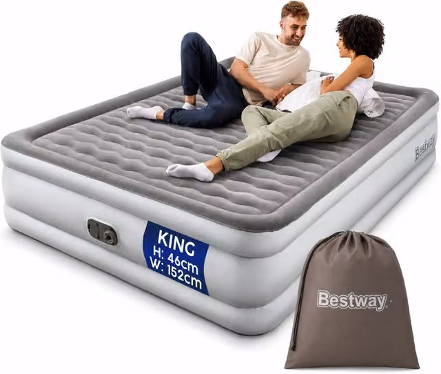 Bestway Tritech Kingsize Airbed with Built-In Pump, Grey