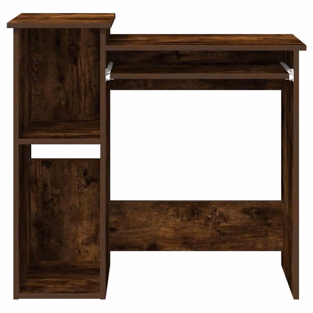 Berkfield Home Computer Desk with Shelves in Smoked Oak Brown, W/D/H: 84 x 40 x 78 cm – 4