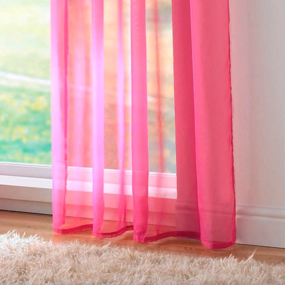 Luxury Living Cerise Voile Tab Top Sheer Curtain Pair with Crystal Tie Backs, Width: 145 cm, Drop: 137 cm – 3