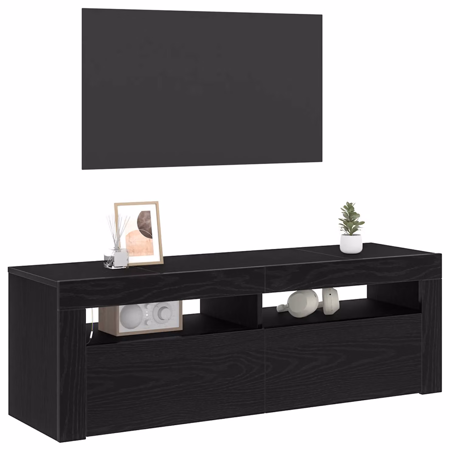 Berkfield Home Modern Black Oak TV Cabinet with LED, W/D/H: 120 x 40 x 40 cm – 3