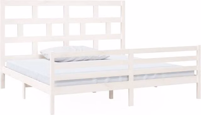 Berkfield Home White Solid Wood Pine Bed Frame 200 x 200 cm – 1