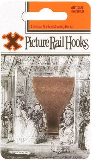 X Antique Picture Rail Hooks, 2 Pack
