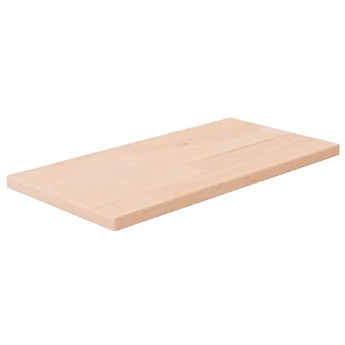 vidaXL Untreated Solid Oak Shelf Board, Brown, W: 40 cm, D: 20 cm, H: 1.5 cm