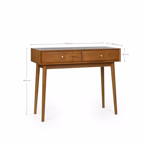 Julian Bowen Lowry Retro Writing Desk in Cherry and Ash Wood, W: 100 cm, D: 80 cm, H: 45 cm – 2