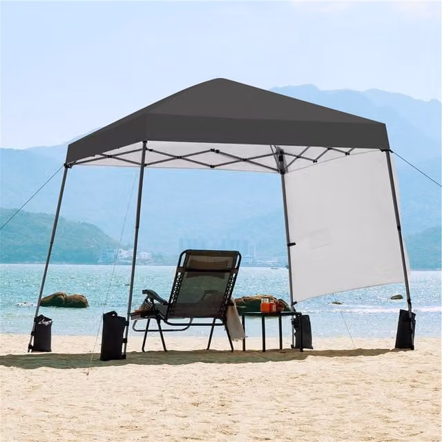 Yaheetech Pop-Up Gazebo Canopy with Side Panel, Dark Grey, W 300 cm x D 300 cm
