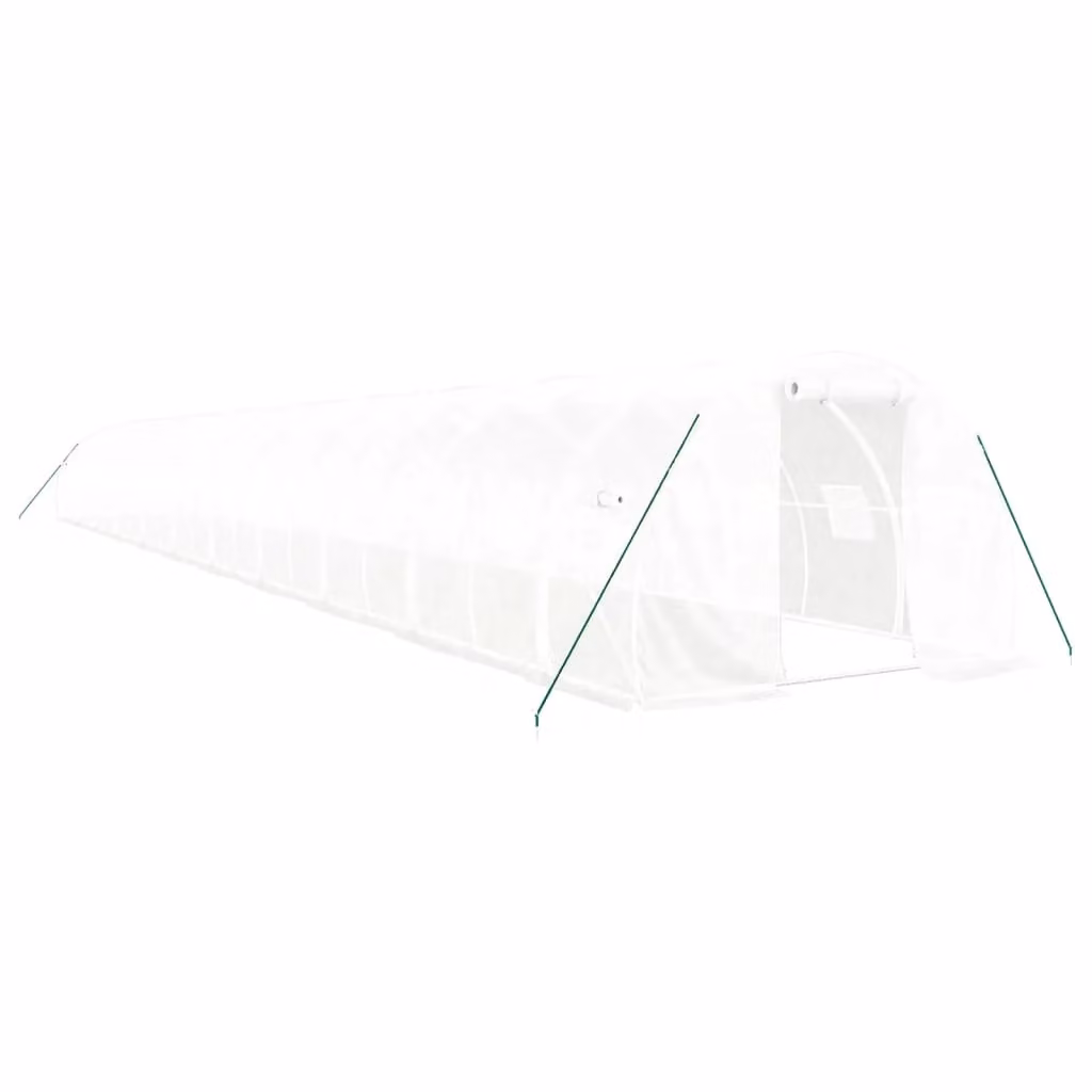 Berkfield Home White Steel Frame Freestanding Greenhouse with Curved Plastic Windows W/D/H: 22 x 3 x 2 m – 2