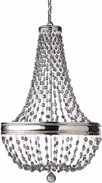 Loops 8 Bulb Crystal and Metal Chandelier in Silver with Highly Polished Nickel Finish, E14 60W LED Compatible