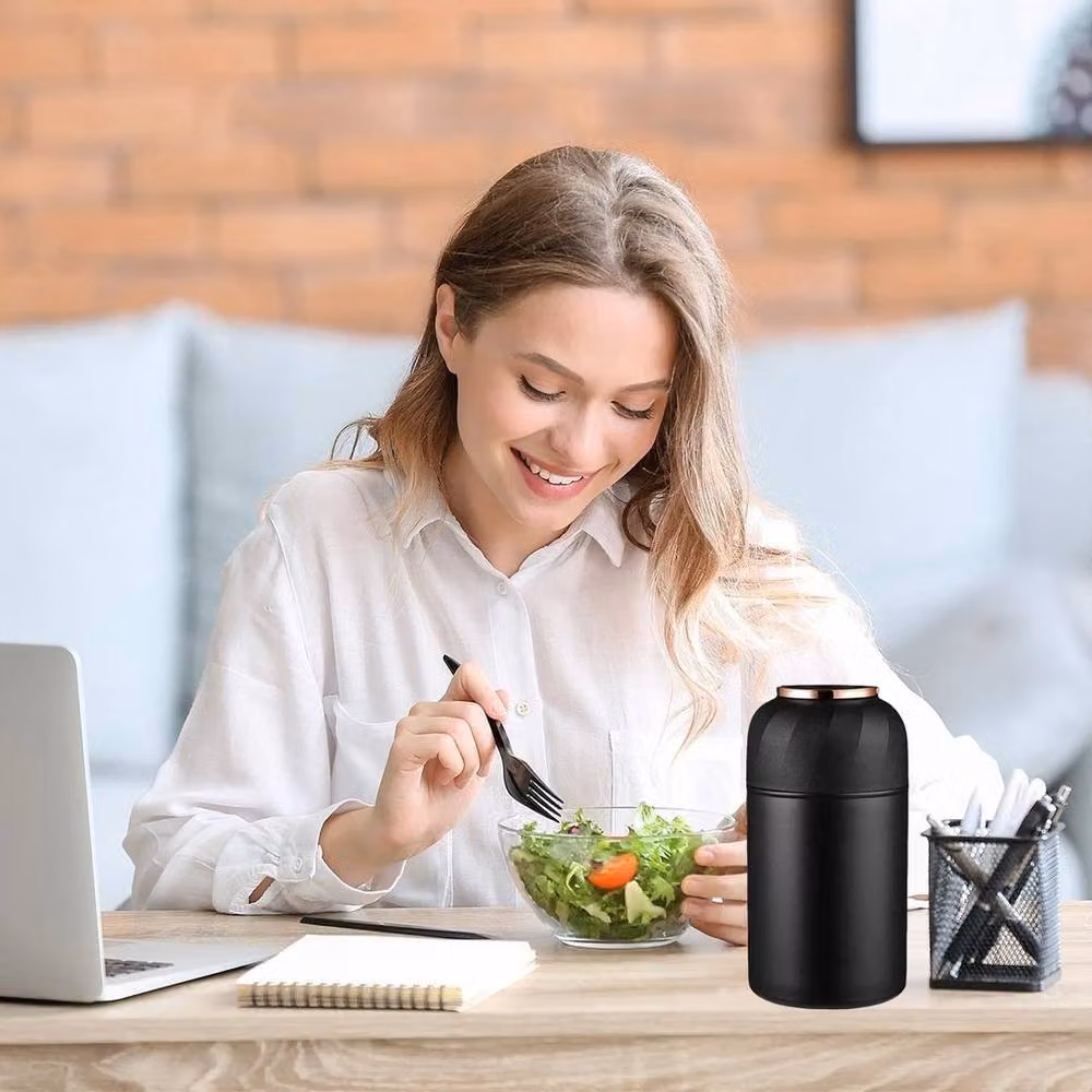 FLAVORA Stainless Steel Leakproof Hot Food and Soup Thermos Flask, Black, 500 ml – 3