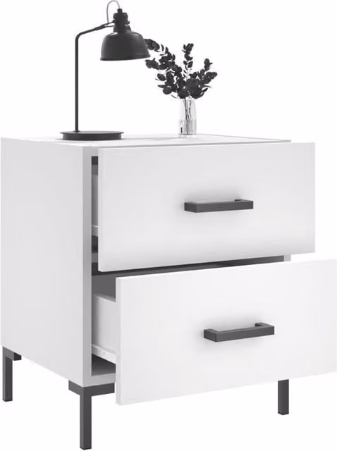 Berkfield Home Modern Bedside Cabinets, 2 Piece Set, White, W: 40 cm, D: 35 cm, H: 47.5 cm