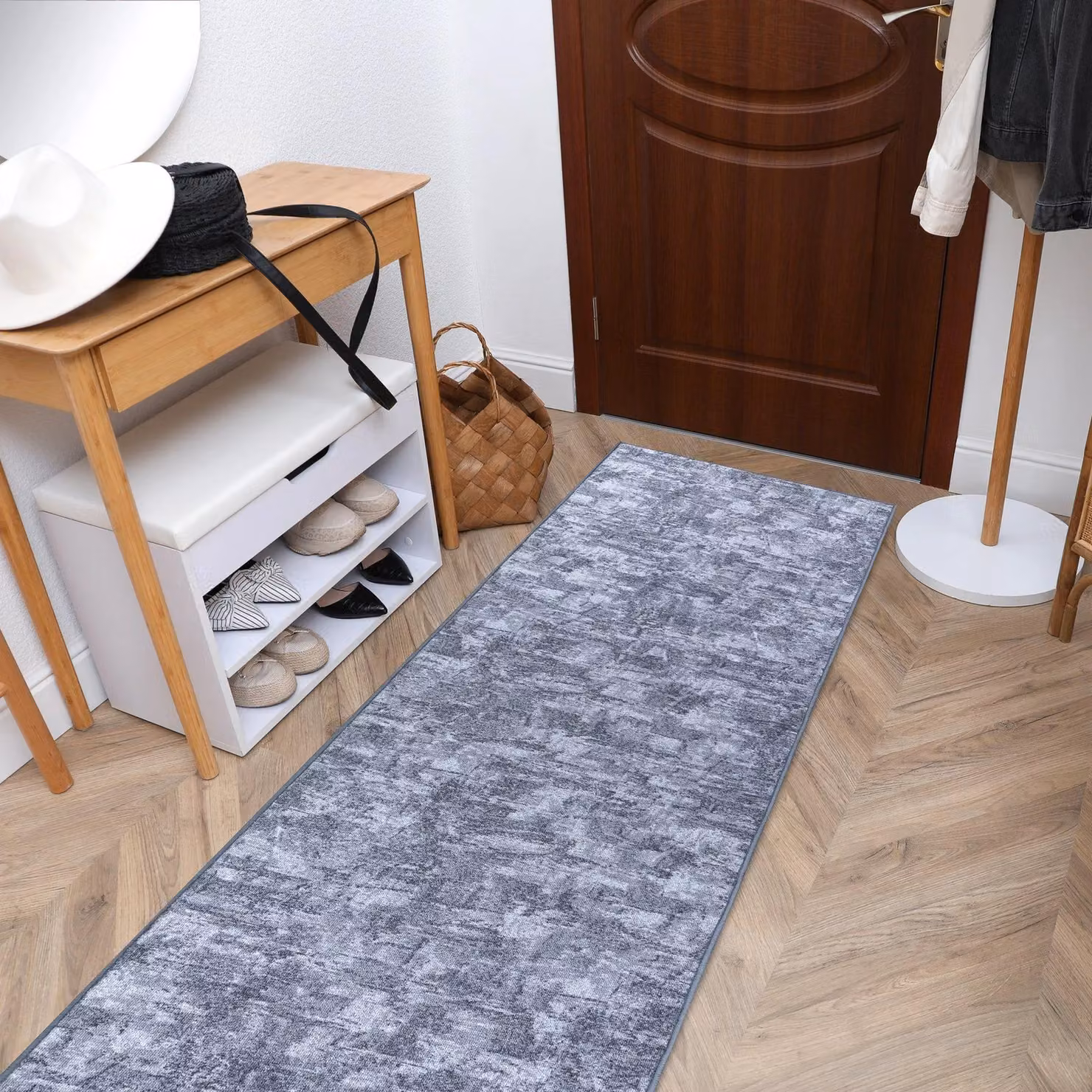 RugsX Solid Grey Polyester Runner, W: 100 cm, L: 400 cm – 3