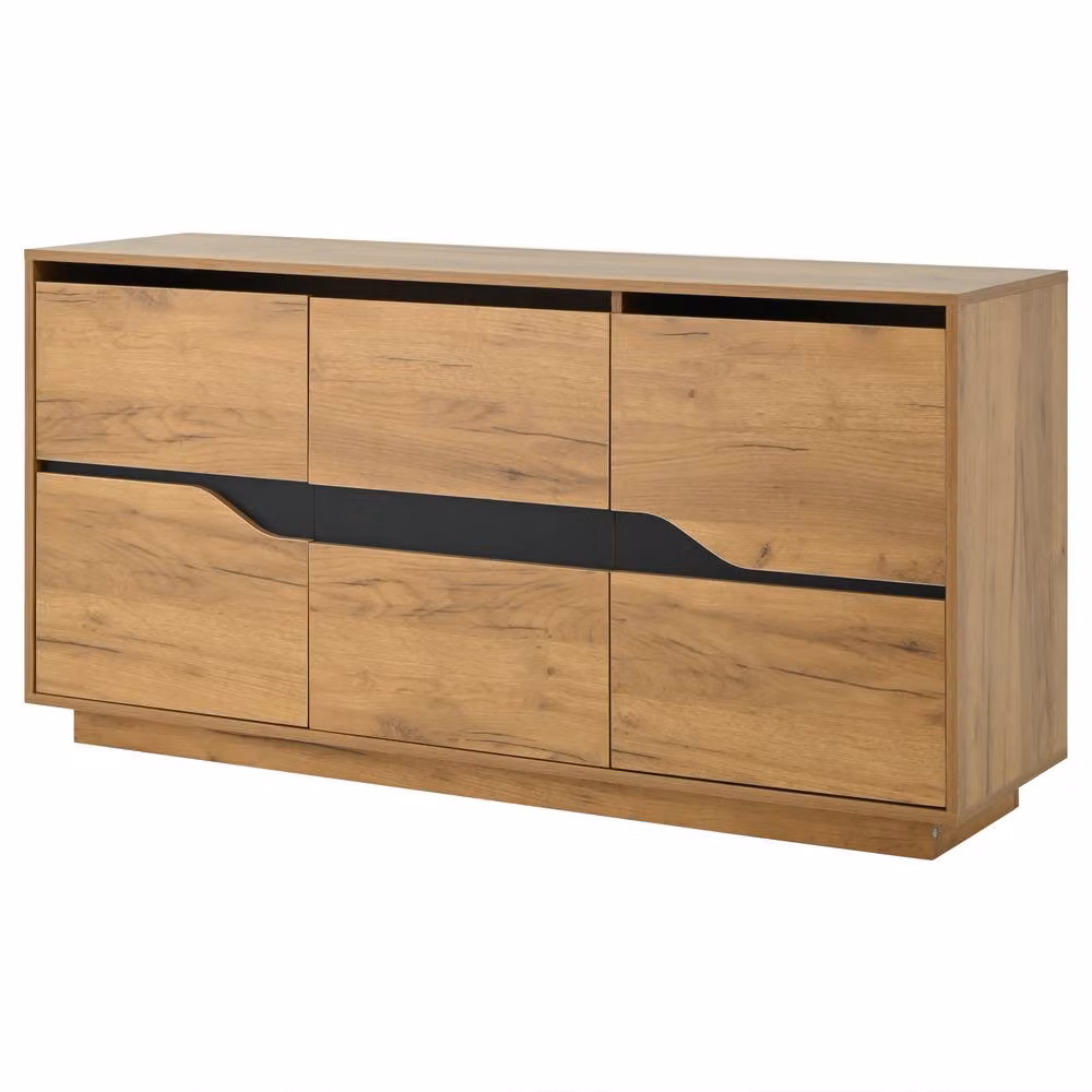 Matteo Modern Vintage Wood Effect 3-Door Storage Cabinet Sideboard in Beige, Sand and Brown – 4
