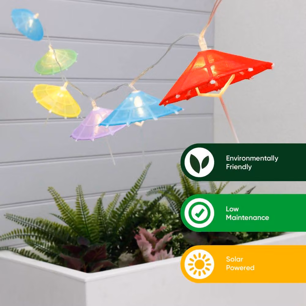 Gardenwize Solar Powered Multicolour Cocktail Umbrella String Lights with Dusk Sensor – 2
