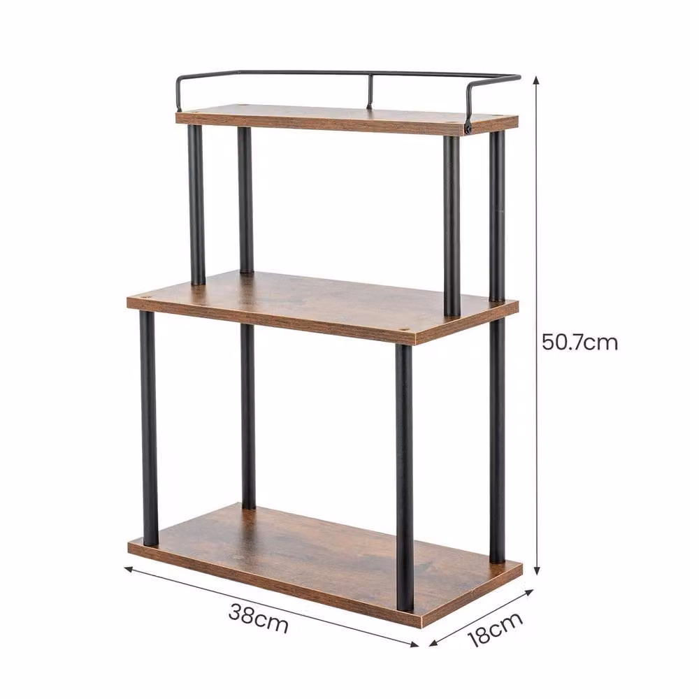 EONLION 3-Tier Freestanding Spice Rack, Rustic Brown Kitchen Countertop Shelf, W: 40 cm, D: 50 cm, H: 50.7 cm – 2
