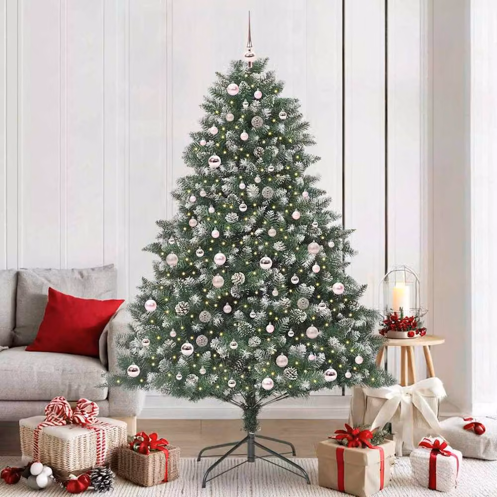 Berkfield Home Modern Artificial Christmas Tree in Green, W/D/H: 140 x 140 x 210 cm – 2
