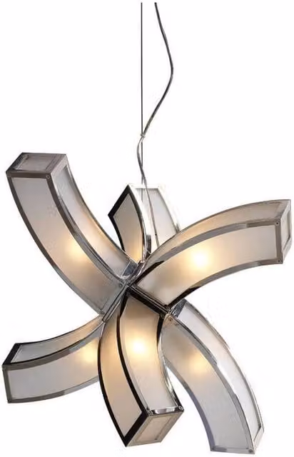 Netlighting Duna E27 6-Arm Pendant Light with White Acrylic and Chrome Finish in Grey