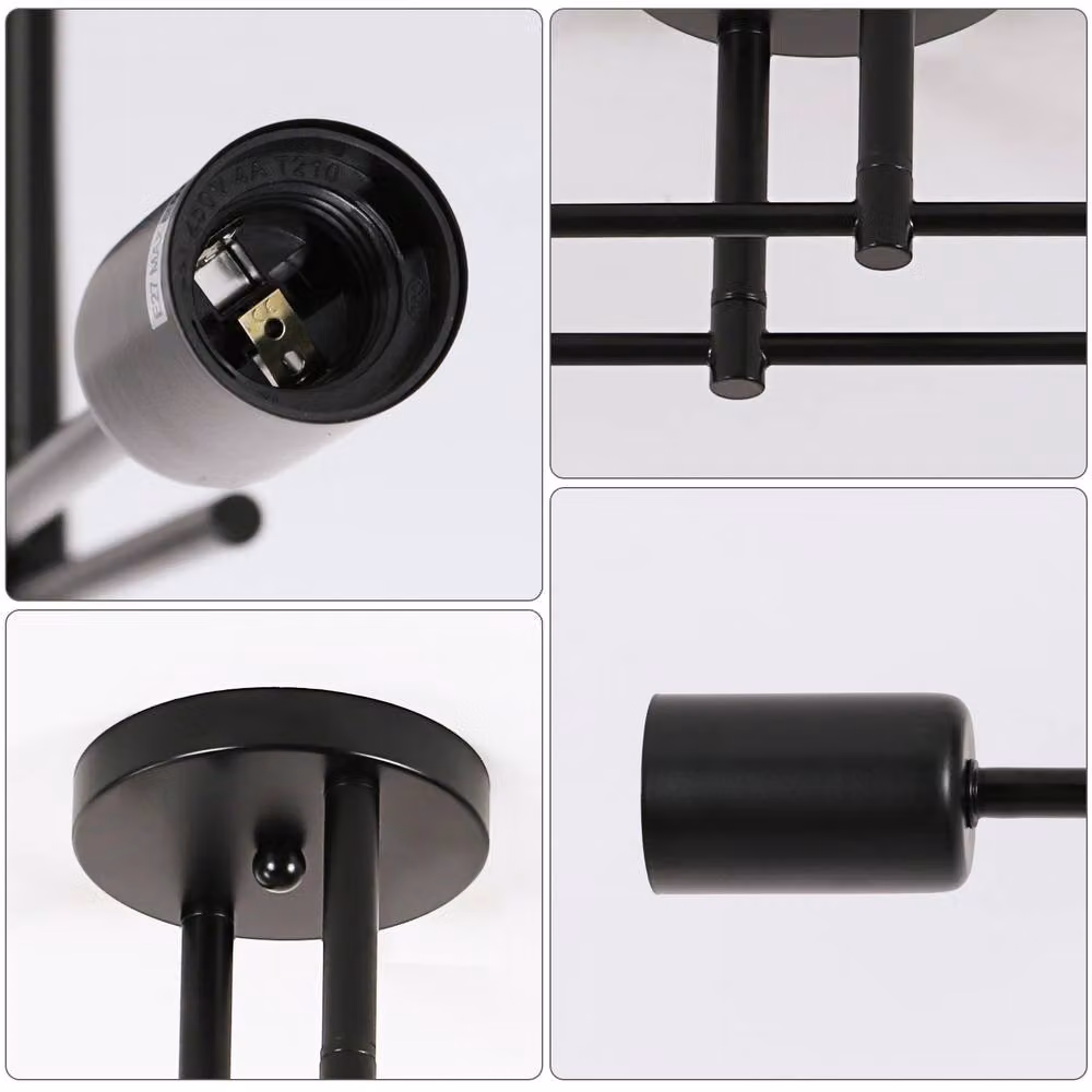 COMELY Adjustable 2-Light Sputnik Black Metal Ceiling Light with E27 Chandelier Design – 6
