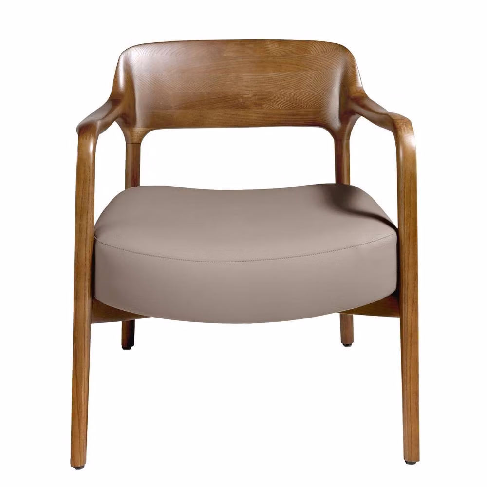 Angel Cerda Brown Leatherette Armchair with Walnut Wood Frame, W: 70 cm, D: 62 cm, H: 72 cm – 2