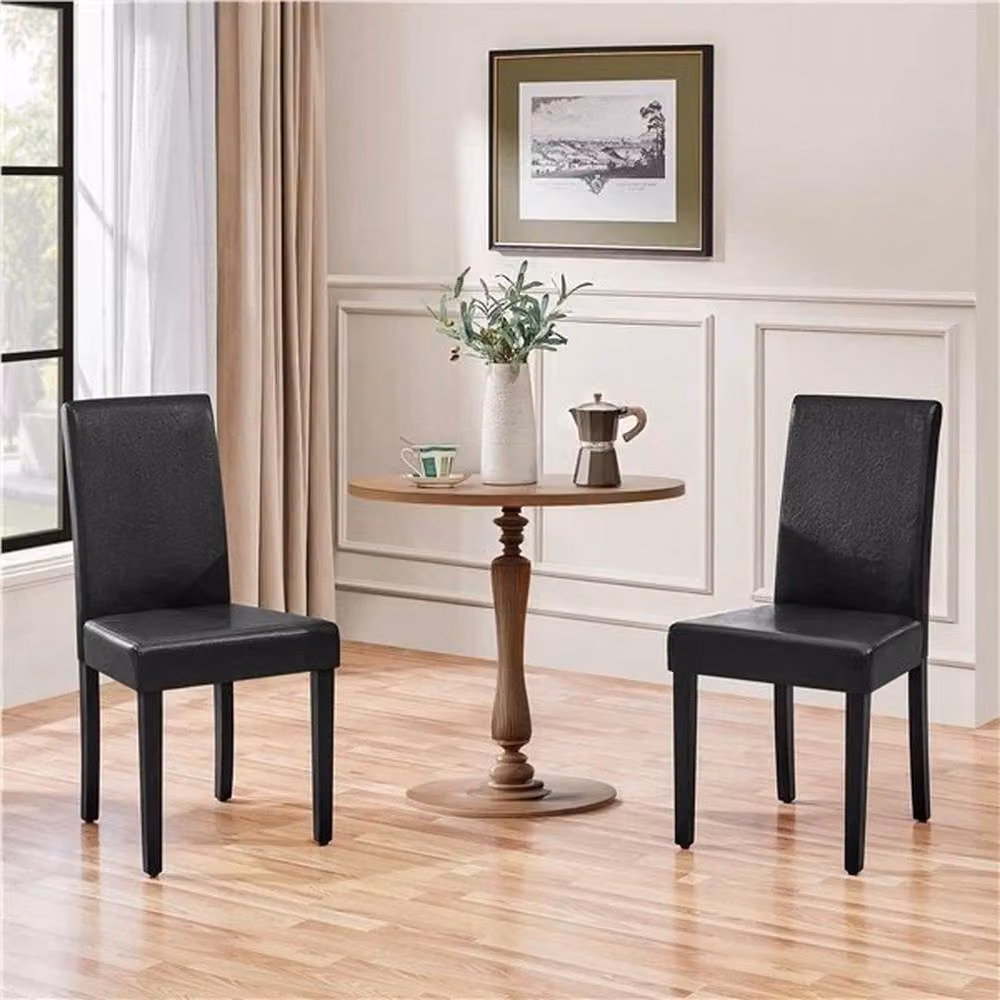 KORVIXA Set of 2 Black High Back Synthetic Leather Dining Chairs – 4