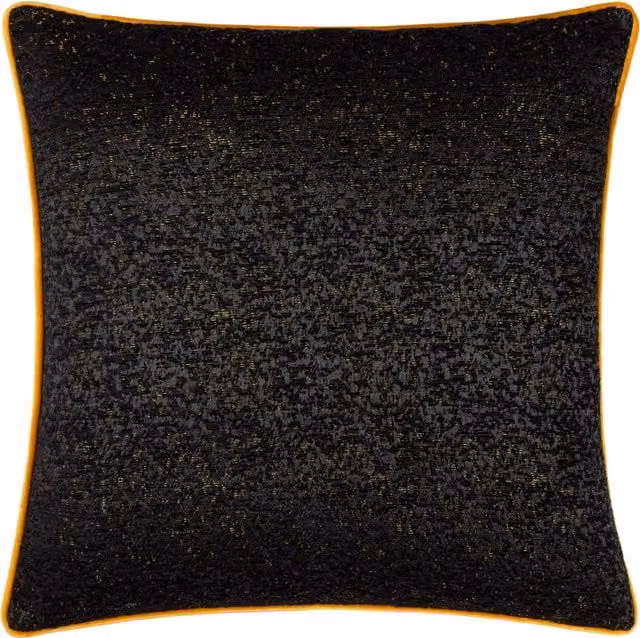 Paoletti Galaxy Chenille Piped Polyester Filled Square Cushion in Black and Gold, W/D/H: 50 x 50 x 50 cm – 1