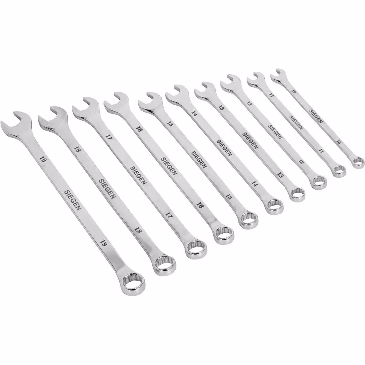 Loops 10pc Extra Long Combination Hand Spanner Set, Metric 12 Point Slim Handle Ring, Chrome Vanadium Steel, Silver and Multicolour – 2