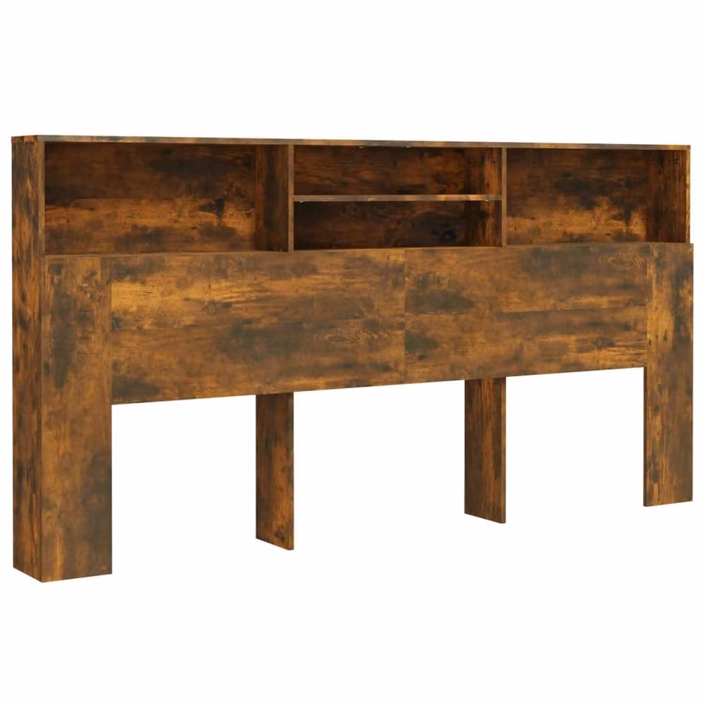 Berkfield Home Headboard Cabinet in Smoked Oak Brown, W: 200 cm, D: 19 cm, H: 103.5 cm – 3