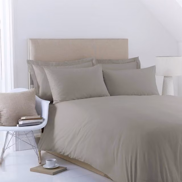 Charlotte Thomas Poetry Plain Dyed Duvet Cover Set in Dark Grey, Single, W: 90 cm x H: 200 cm