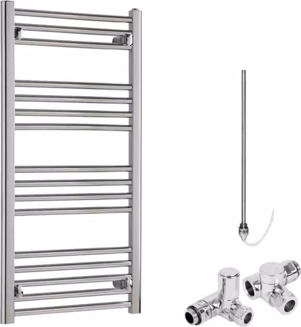Sola Steel Towel Rail, Silver, Height: 120 cm