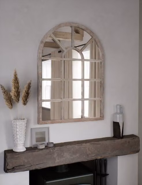M&S Manhattan Vintage Wooden Arch Wall Mirror in White