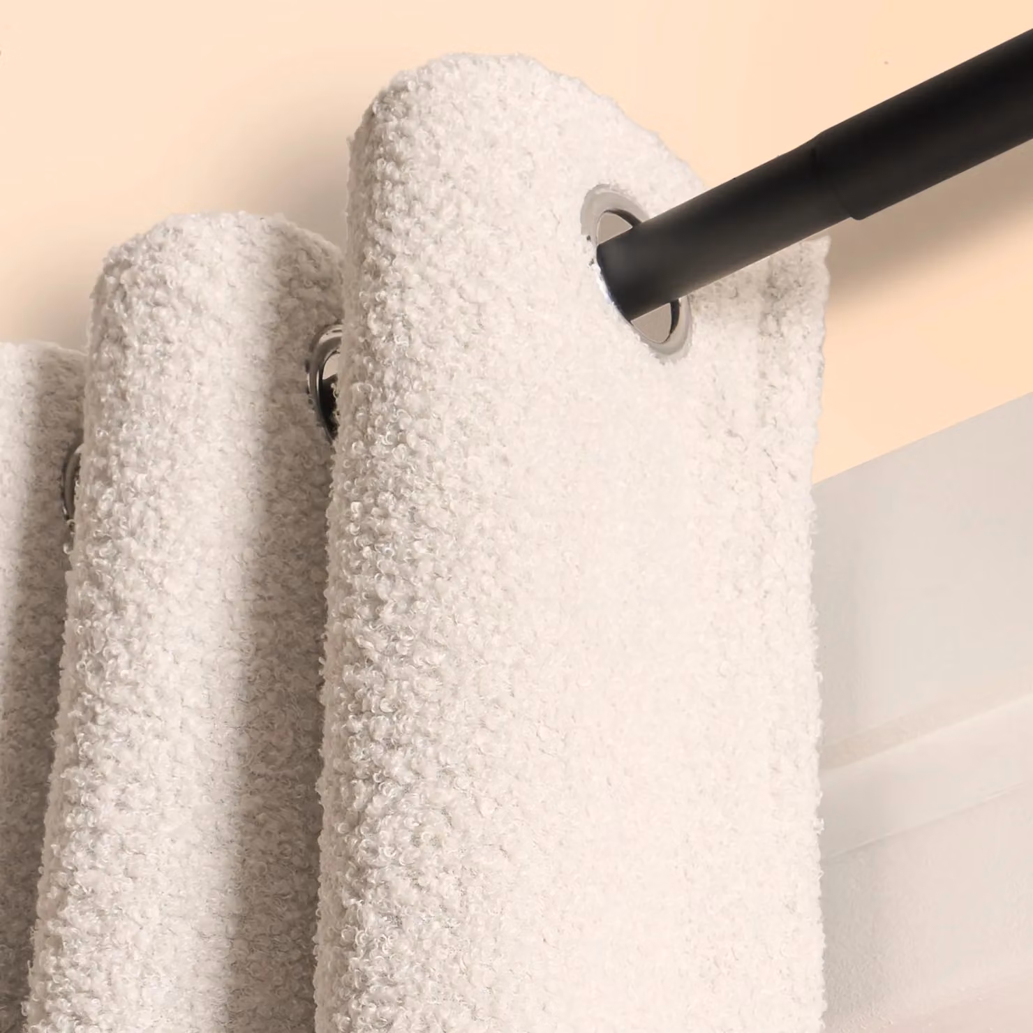 OHS Pair of Cream Boucle Blackout Eyelet Curtains, Width: 228 cm, Drop: 228 cm – 3