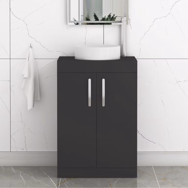 Royal Bathrooms Turin Matt Black Floor Standing 2 Door Bathroom Vanity Unit
