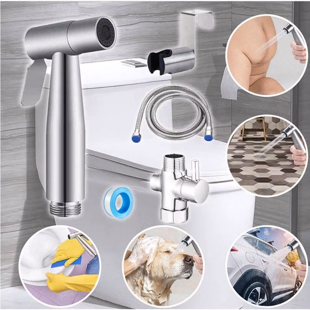 FLAVORA Luxury Handheld Bidet Spray Toilet Hygienic in Silver, W: 52 cm, H: 52 cm – 3