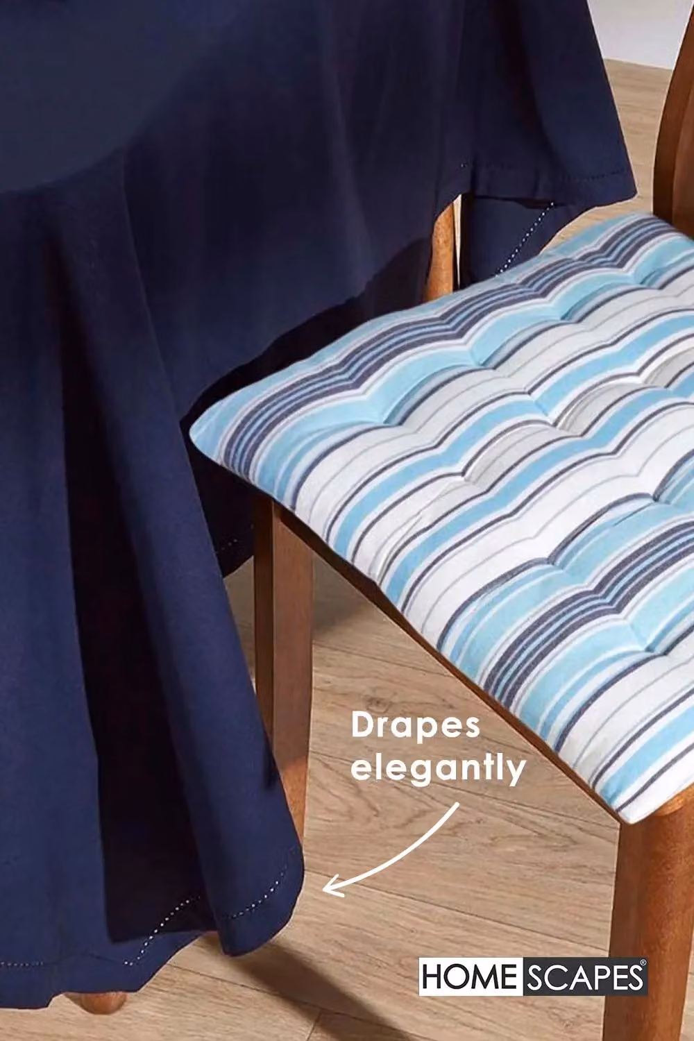Homescapes Plain Cotton Rectangular Tablecloth in Blue, W: 178 cm, L: 300 cm – 6