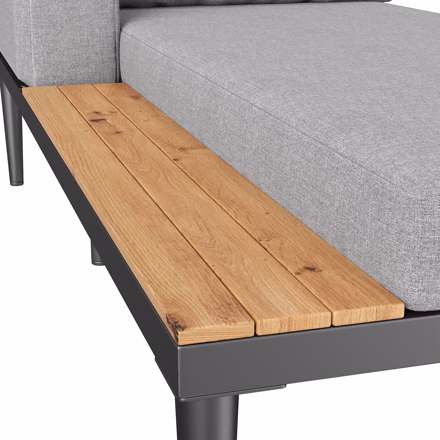 Aosom UK Modular Outdoor Double Chaise Lounge with Powder Coated Steel Frame, Grey, W: 140 cm, D: 150 cm, H: 55 cm – 7