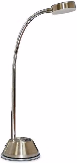 Netlighting Tobias LED Table Lamp in Grey and Chrome with Frosted Acrylic and Warm White Light