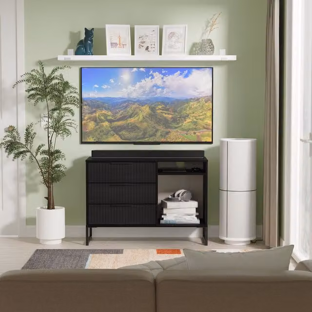 Ready Assembled 2 U Menai 3 Drawer TV Unit in Black – 1