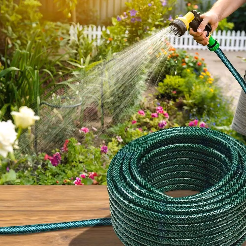 FLAVORA 100m Reinforced Braided PVC Garden Hose Pipe in Green – 3