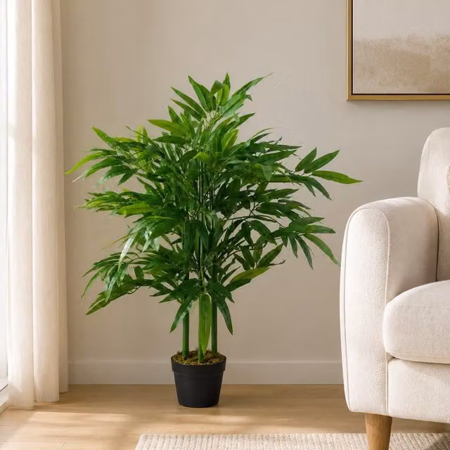 Leaf Design UK Fat Artificial Bamboo Tree in Green, Height: 90 cm – 6