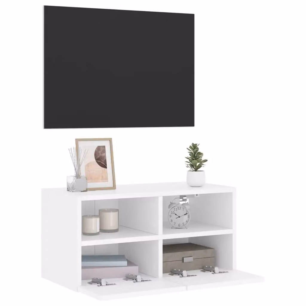 Berkfield Home White Wall Mounted TV Cabinet with Internal Shelves and Hinged Doors, W/D/H: 60 x 30 x 30 cm – 3